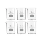 Bello 6pcs x 10ml Borosilicate 3.3 Glass Beakers with Graduation Marks for Laboratory