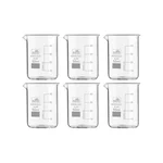 Bello 6pcs x 50ml Borosilicate 3.3 Glass Beakers with Graduation Marks for Laboratory