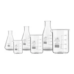 Bello Borosilicate 3.3 Glass, Combo of 3 Beakers and 3 Conical Flask of 25 ml, 250 ml, 500 ml with Graduation Marks