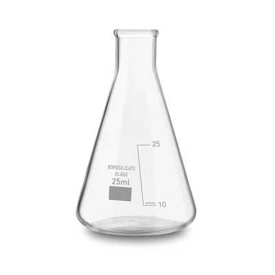 Bello Borosilicate 3.3 Glass 25ml Conical Flask with Graduation Marks for School, Collage, Laboratory