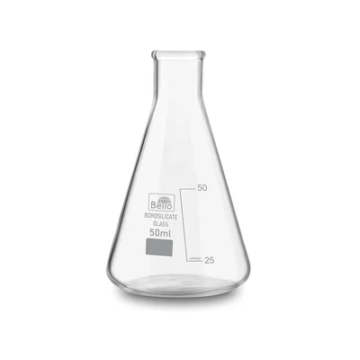Bello Borosilicate 3.3 Glass 50ml Conical Flask with Graduation Marks for Laboratory