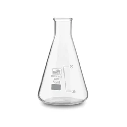 Bello Borosilicate 3.3 Glass 50ml Conical Flask with Graduation Marks for Laboratory