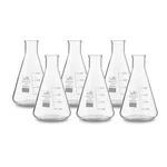 Bello Borosilicate 3.3 Glass 6pcs Conical Flask 500 ml with Graduation Marks for Laboratory