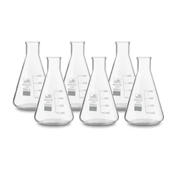 Bello Borosilicate 3.3 Glass 6pcs Conical Flask 500 ml with Graduation Marks for Laboratory