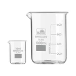 Bello Borosilicate 3.3 Glass Beaker 10 ml, 1000 ml with Graduation Marks, Set of 2 Beakers for School, Collage Laboratory