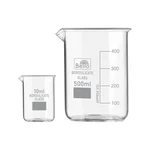 Bello Borosilicate 3.3 Glass Beaker 10 ml, 500 ml with Graduation Marks, Set of 2 Beakers for School, Collage Laboratory