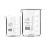 Bello Borosilicate 3.3 Glass Beaker 25 ml, 250 ml with Graduation Marks, Set of 2 Beakers for School, Collage Laboratory