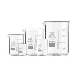 Bello Borosilicate 3.3 Glass Beaker 25ml, 50ml, 100ml, 250ml, 1000ml with Graduation Marks for Laboratory