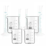 Bello Borosilicate 3.3 Glass Beaker 2pcs x 50ml, 2pcs x 100ml with Measuring Cylinder 2pcs x 10ml, 25ml x 2pcs