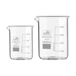 Bello Borosilicate 3.3 Glass Beaker 500 ml, 1000 ml with Graduation Marks, Set of 2 Beakers for School, Collage Laboratory