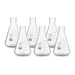 Bello Borosilicate 3.3 Glass Conical Flask 6pcs x 250ml with Graduation Marks for Laboratory