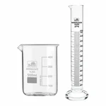 Bello Borosilicate 3.3 Glass Scientific Beaker 500ml & 250ml Cylinder with Round Base