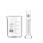 Bello Borosilicate 3.3 Glass Scientific Beaker 500ml & Round Base Cylinder 100ml for Laboratory