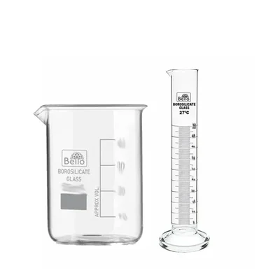 Bello Borosilicate 3.3 Glass Scientific Beaker 50ml & 100ml Cylinder of Round Base for Laboratory