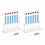 Bello Borosilicate Glass 12pcs Test Tube 15mmX125mm & 12pcs Rubber Cork with 2pcs Cleaning Brush, 2pcs Test Tube Stand
