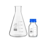 Bello Borosilicate Glass 500ml Measuring Conical Flask & 50ml Reagent Bottle with Leak Proof Blue Screw Cap