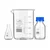 Bello Borosilicate Glass Measuring Conical Flask 25ml, Beaker 500ml & 100ml Reagent Bottle with Blue Screw Cap