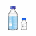 Bello Borosilicate Glass Reagent Bottle 1000ml & 100ml with Leak Proof Blue Screw Cap for Professional Use