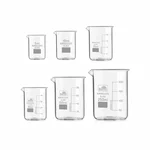 Bello Combo of 6 Borosilicate 3.3 Glass Beakers - 5ml, 10ml, 25ml, 50ml, 100ml, 250ml with Graduation Marks