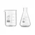 Bello Combo of Borosilicate 3.3 Glass 50 ml Beaker and 100 ml Conical Flask with Graduation Marks, Set of 2