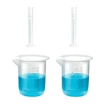 Bello Measuring Cylinders 2pcs x 100ml & Beakers  2pcs x 100ml with Blue Printed Graduation Marks, Polypropylene Material