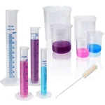 Bello Polypropylene 10ml, 25ml, 50ml, 100ml Cylinders with Beakers 50ml, 100ml, 250ml, 500ml & 1000ml, Tube Brush