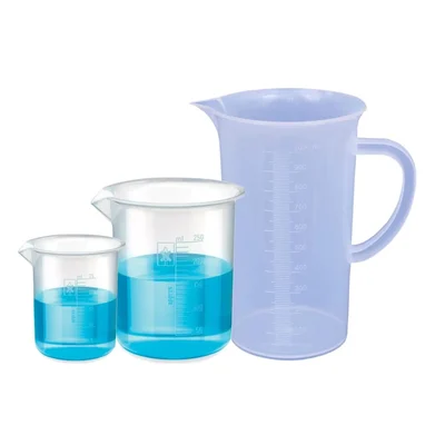 Bello Polypropylene 25ml & 250ml Beakers with Graduation Marks and 1000ml Measuring Jug Set