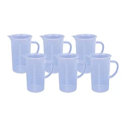 Bello Polypropylene 6pcs Measuring Jug/ Pour Spout Container with Handle of 1000ml Capacity for Laboratory Use