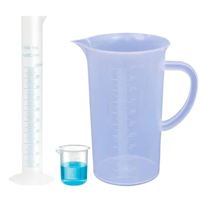 Bello Polypropylene Measuring 100ml Cylinder, Beaker 25ml & Jug 1000ml Set for Laboratory