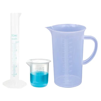 Bello Polypropylene Measuring 10ml Cylinder, 100ml Beaker & 1000ml Jug Set for Laboratory