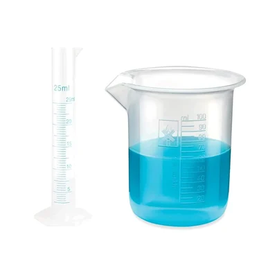 Bello Scientific 1 Measuring Cylinder 25 ml & 1 Measuring Beaker 100 ml Combo for School, College, Chemistry Laboratory