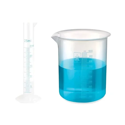 Bello Scientific 1 Measuring Cylinder 25 ml & 1 Measuring Beaker 1000 ml Combo for School, College, Chemistry Laboratory