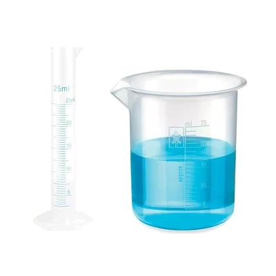 Bello Scientific 1 Measuring Cylinder 25ml & 1 Measuring Beaker 25ml Combo for School, College, Chemistry Laboratory