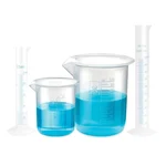 Bello Scientific Polypropylene 25ml & 100ml Measuring Cylinders with 25ml & 100ml Beakers, Blue Printed Graduation
