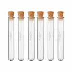 Bello Set of 12- Borosilicate Glass Test Tube 15X125mm with Wooden Cork Stoppers (6pcs Test Tube, 6pcs Cork)