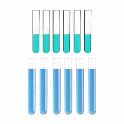 Bello Set of 12 pcs Borosilicate Glass Test Tube 12mmX75mm (6pcs) & 15mmX125mm (6pcs) for School, Laboratory
