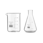 Bello Set of 2 Borosilicate 3.3 Glass Beaker and Conical Flask of 25 ml with Graduation Marks