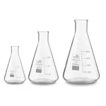 Bello Set of 3, Borosilicate 3.3 Glass Conical Flask 25ml, 100ml, 500ml with Graduation Marks for Laboratory