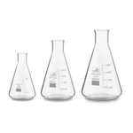 Bello Set of 3, Borosilicate 3.3 Glass Conical Flask 25ml, 250ml, 500ml with Graduation Marks for Laboratory