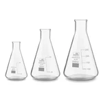 Bello Set of 3, Borosilicate 3.3 Glass Conical Flask 25ml, 50ml, 250ml with Graduation Marks for Laboratory