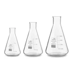 Bello Set of 3, Borosilicate 3.3 Glass Conical Flask 50ml, 100ml, 500ml with Graduation Marks for Laboratory