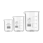 Bello Set of 3 Beaker 10ml, 25ml, 250ml with Graduation Marks, Borosilicate 3.3 Glass for Laboratory