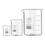 Bello Set of 3 Beaker 10ml, 50ml, 250ml with Graduation Marks, Borosilicate 3.3 Glass for Laboratory