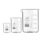 Bello Set of 3 Beaker 10ml, 50ml, 500ml with Graduation Marks, Borosilicate 3.3 Glass for Laboratory