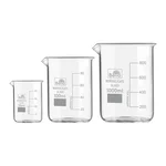 Bello Set of 3 Beaker 50ml, 100ml, 1000ml with Graduation Marks, Borosilicate 3.3 Glass for Laboratory