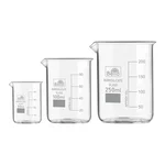 Bello Set of 3 Beaker 50ml, 100ml, 250ml with Graduation Marks, Borosilicate 3.3 Glass for Laboratory