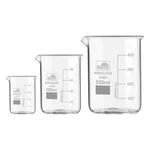 Bello Set of 3 Beaker 50ml, 100ml, 500ml with Graduation Marks, Borosilicate 3.3 Glass for Laboratory