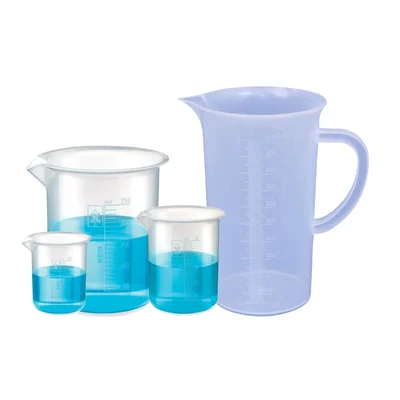 Bello Set of 3 Polypropylene Beakers 25ml, 50ml, 250ml with Graduation Marks and 1000ml Measuring Jug Set