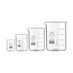 Bello Set of 4pcs Borosilicate 3.3 Glass Beakers with Graduation Marks, 10ml, 25ml, 50ml, 500ml Capacity for Laboratory