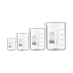 Bello Set of 4pcs Borosilicate 3.3 Glass Beakers with Graduation Marks, 25ml, 100ml, 250ml, 1000ml Capacity for Laboratory
